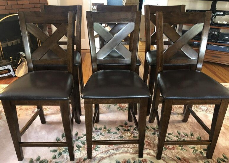 6 Contemporary Craftsman Bar Height Dining Chairs