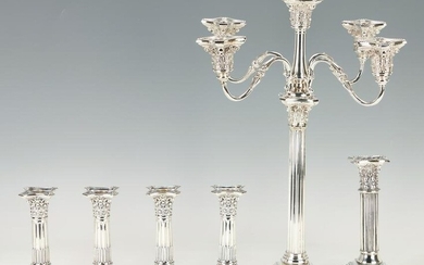 6 Corinthian Column Sterling Silver Candlesticks, incl.