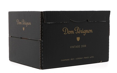6 bts. Champagne Dom Pérignon, Moët et Chandon 2008 A (hf/in). Oc.
