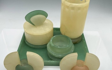 6pcs Alabaster Vanity Set and Candle Holders