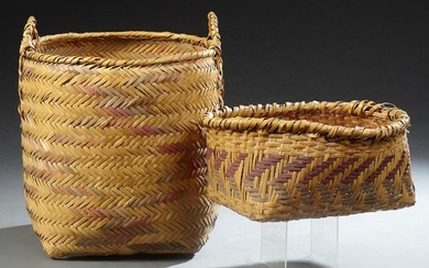 Two Choctaw Indian Open Baskets, 20th c., with natural
