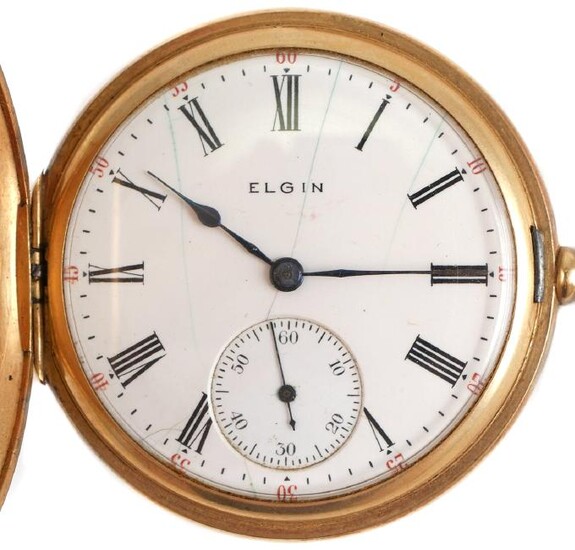 ELGIN 14k Gold Hunter Case Pocket Watch
