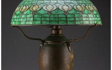 79002: Tiffany Studios Leaded Glass and Bronze Pomegran