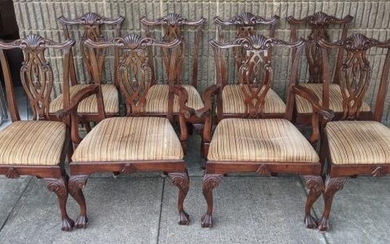 8 Philadelphia Chippendale Ball Claw Dining Chairs