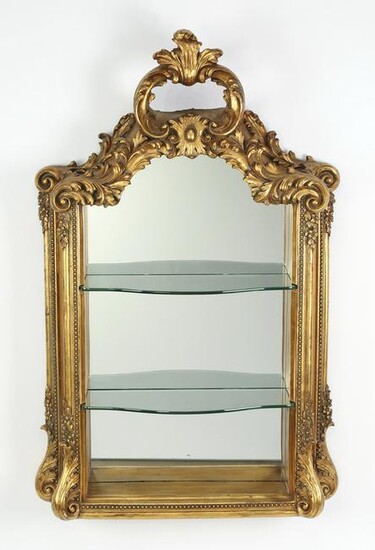 Louis XV style mirrored hanging shelf, 45"h