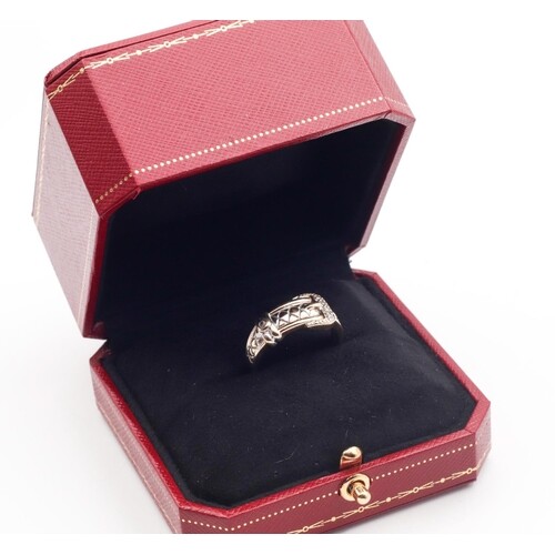 9 Carat Gold Diamond Set Buckle Ring Size R