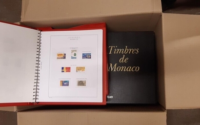 9 albums de timbres. Monaco incomplet jusqu'à 2010 + Andorre Moderne + CFA