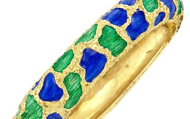 Gold and Enamel Bangle Bracelet