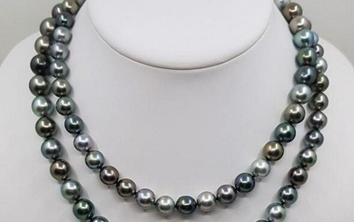925 Silver - 8x11.5mm Shimmering Multi Tahitian Pearls