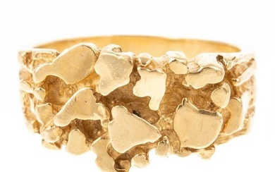 A 14K Yellow Gold Nugget Ring