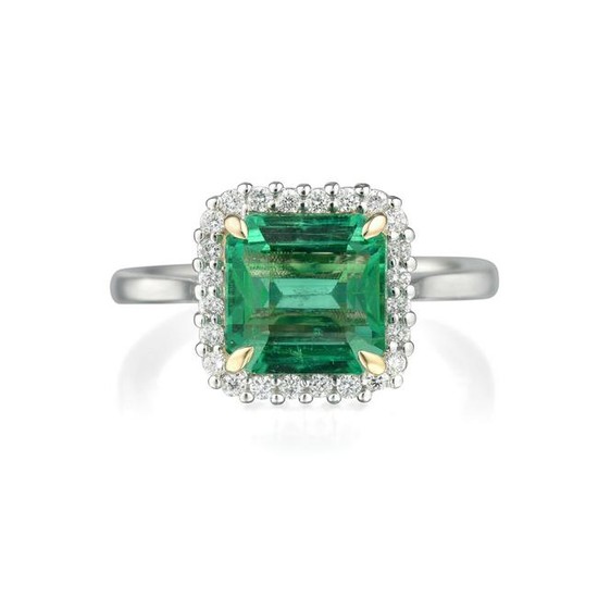 A 2.33-Carat Zambian Emerald and Diamond Ring