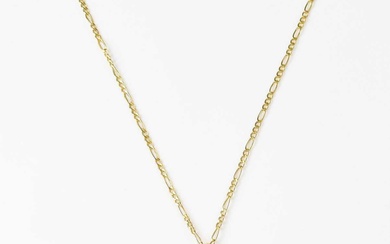 A 9ct gold Figaro link necklace, length 40cm, with faux...
