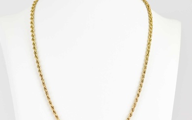 A 9ct gold rope twist necklace with ring clasp, length...