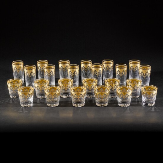 A Baccarat 'Prestige' pattern cut, etched and gilt part table service, modern