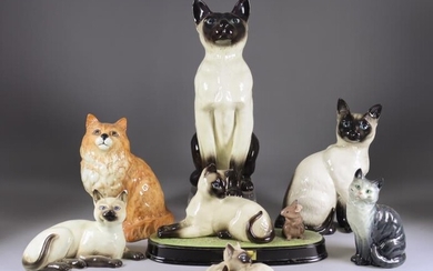 A Beswick Pottery 'Fireside Series' Seal Point Siamese Cat,...