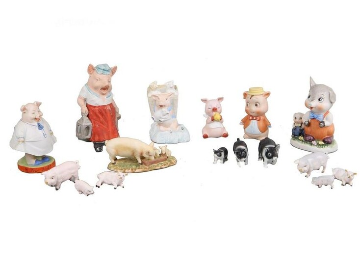 A COLLECTION OF CERAMIC PIG MINIATURES