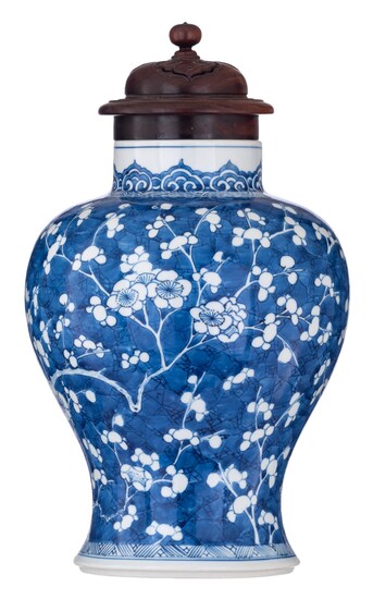 A Chinese blue and white 'Prunus' vase, 19thC,...