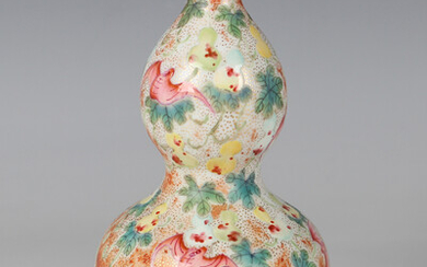 A Chinese famille rose porcelain double gourd shaped vase, mark of Qianlong but probably Republic pe