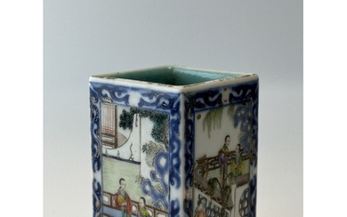 A Chinese rectangle Famille Rose brush pot, 17TH/18TH Centur...