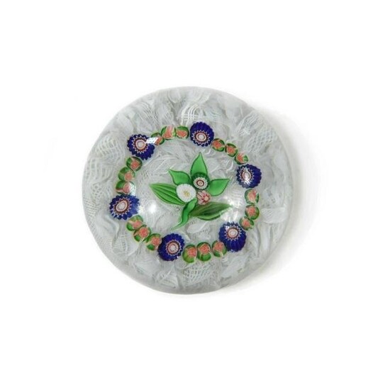A Clichy glass garlanded paperweight