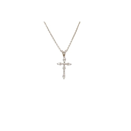 A DIAMOND SET CROSS, mounted in 18ct white gold, on an 18ct ...