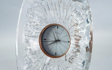 A Daum Crystal 'Anemone' Table Clock, France, 20th Century