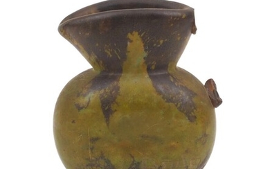 A Daum Nancy opaque green glass jug, lacking handle, inscribed 'Daum Nancy' to the body, 9.2cm high