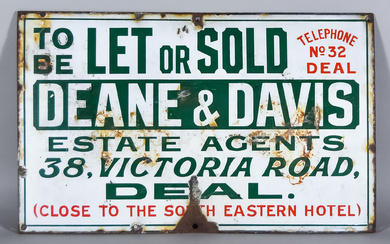 A "Deane & Davis" Enamel Advertising Sign worded "To Be...