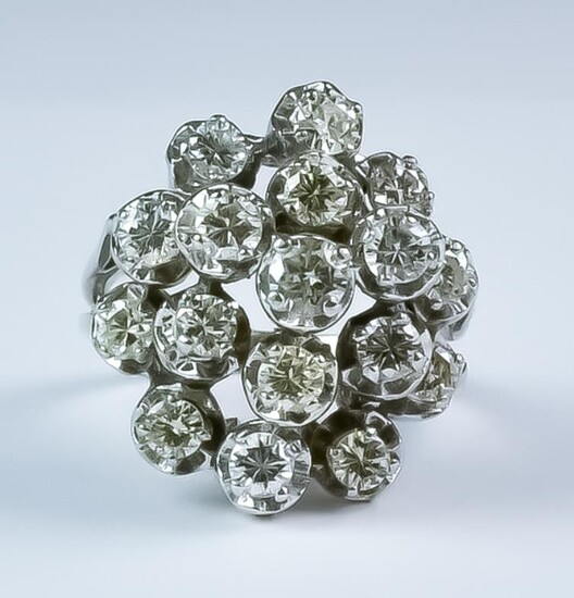 A Diamond Cluster Ring, Modern, 18ct white gold set...