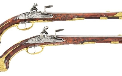 (A) FINE AND ORNATE PAIR OF GERMAN FLINTLOCK PISTOLS BY