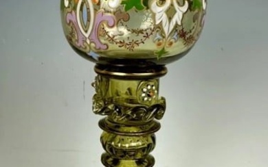 A FINE GILT AND ENAMELLED MOSER WINE GLASS