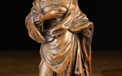 A Fine 17th Century Flemish Boxwood Carving of Madonna dressed in flowing robes with a demon trample