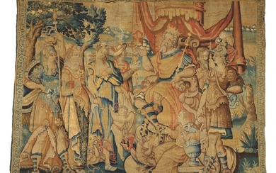 A Flemish Verdure tapestry, embroidered with allegorical scenery from Paris Dome. Circa 1700. 215×261 cm.