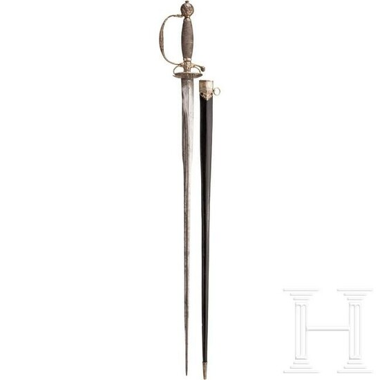 A French silver-mounted gallantry sword with scabbard
