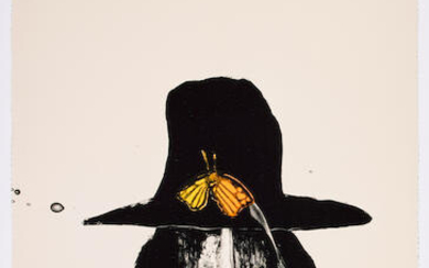 A Fritz Scholder lithograph, "Indian with Butterfly," 1975