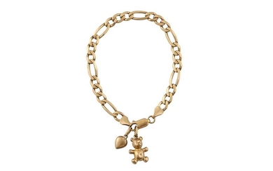 A GOLD BRACELET WITH CHARMS