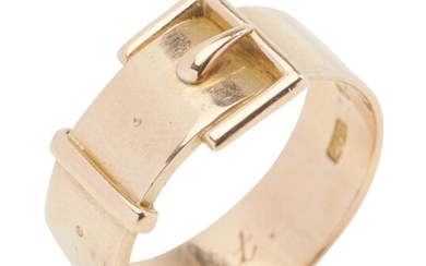 A GOLD BUCKLE RING BY COLEY BROTHERS