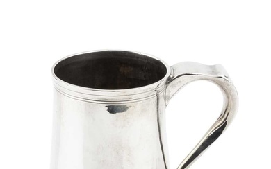 A George III silver pint mug, of plain slightly tapered...