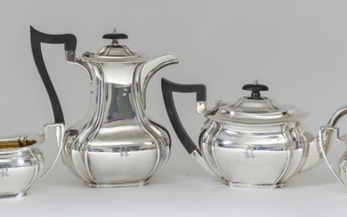 A George V Silver Rectangular Four Piece Tea Service,...