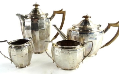A George VI silver four piece tea set, the...