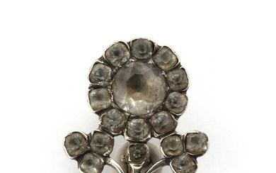 A Georgian silver rock crystal quartz flower brooch