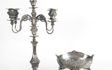 A Group of Art Nouveau Period Silver Plate, Including Christofle