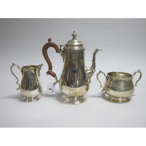 A Hallmarked Silver Three Piece Coffee Set, Mappin & Webb, S...