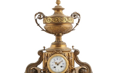 A LARGE ANTIQUE FRENCH BRONZE-CASED MANTEL CLOCK 1880s, the case by Susse Frères, the movement by Japy Frères