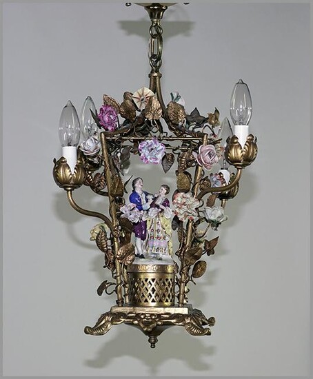 A Louis XV Style Ormolu and Porcelain Mounted Hanging