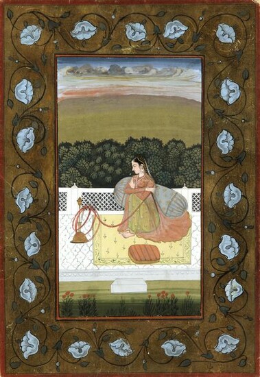 A MINIATURE DEPICTING A MUGHAL LADY, INDIA, 19TH
