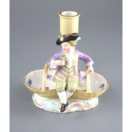 A Meissen figural candlestick, 19th century, in the form of ...