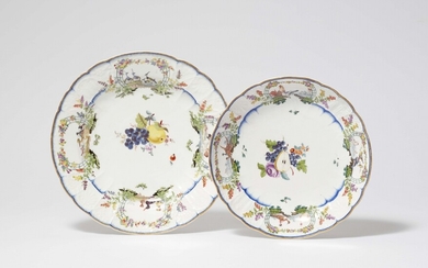 A Meissen porcelain dinner plate and side dish from the dinner service for Count Finck von Finckenstein
