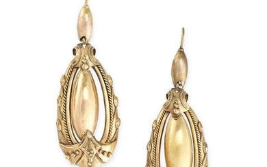 A PAIR OF ANTIQUE GOLD REVIVALIST EARRINGS, 19TH