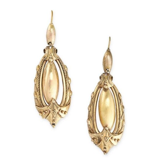 A PAIR OF ANTIQUE GOLD REVIVALIST EARRINGS, 19TH